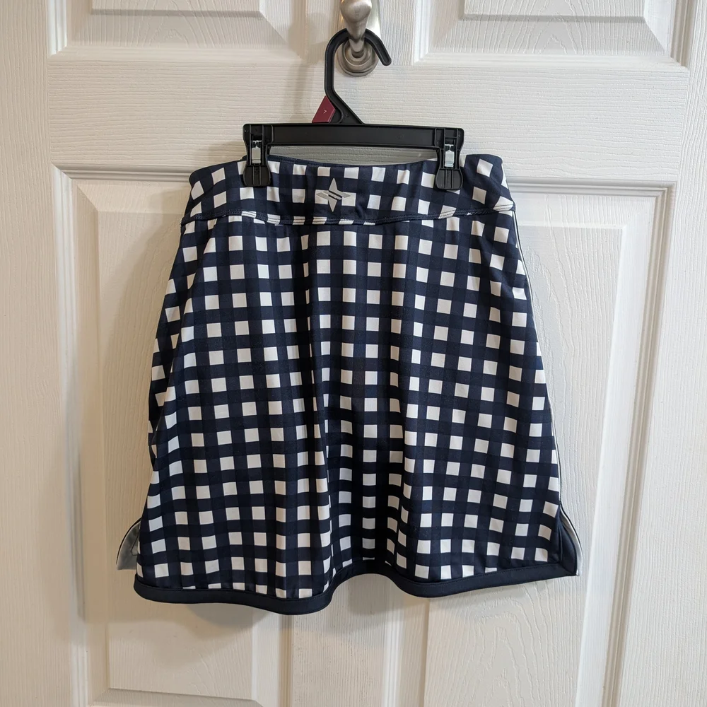 Tuckernuck Navy and White Gingham A-Line Skirt